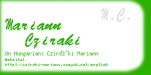 mariann cziraki business card